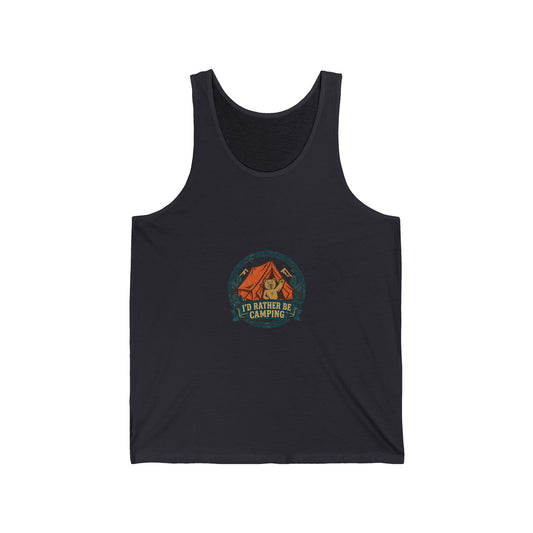 Rather Be Camping Tank — Funny Outdoors Badge