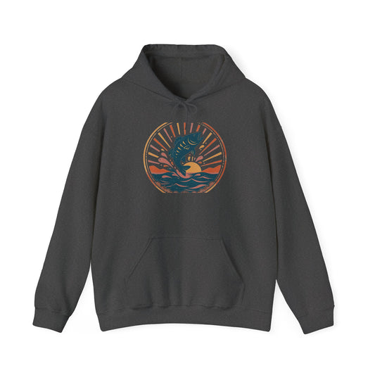 Sunset Bass Hoodie — Vintage Outdoor Badge