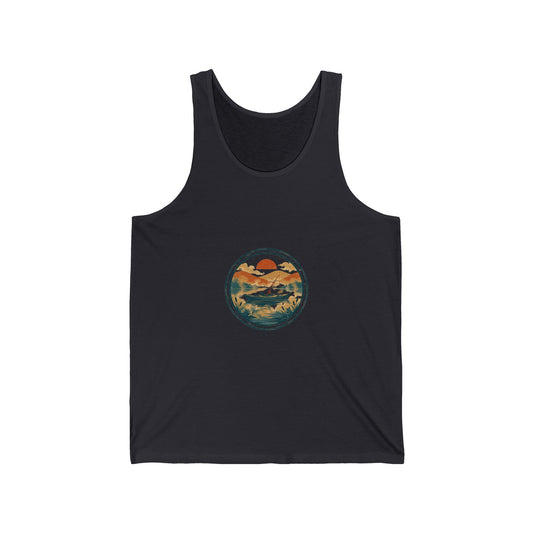 Paddle & Cast Tank — Vintage Kayak Fishing Badge