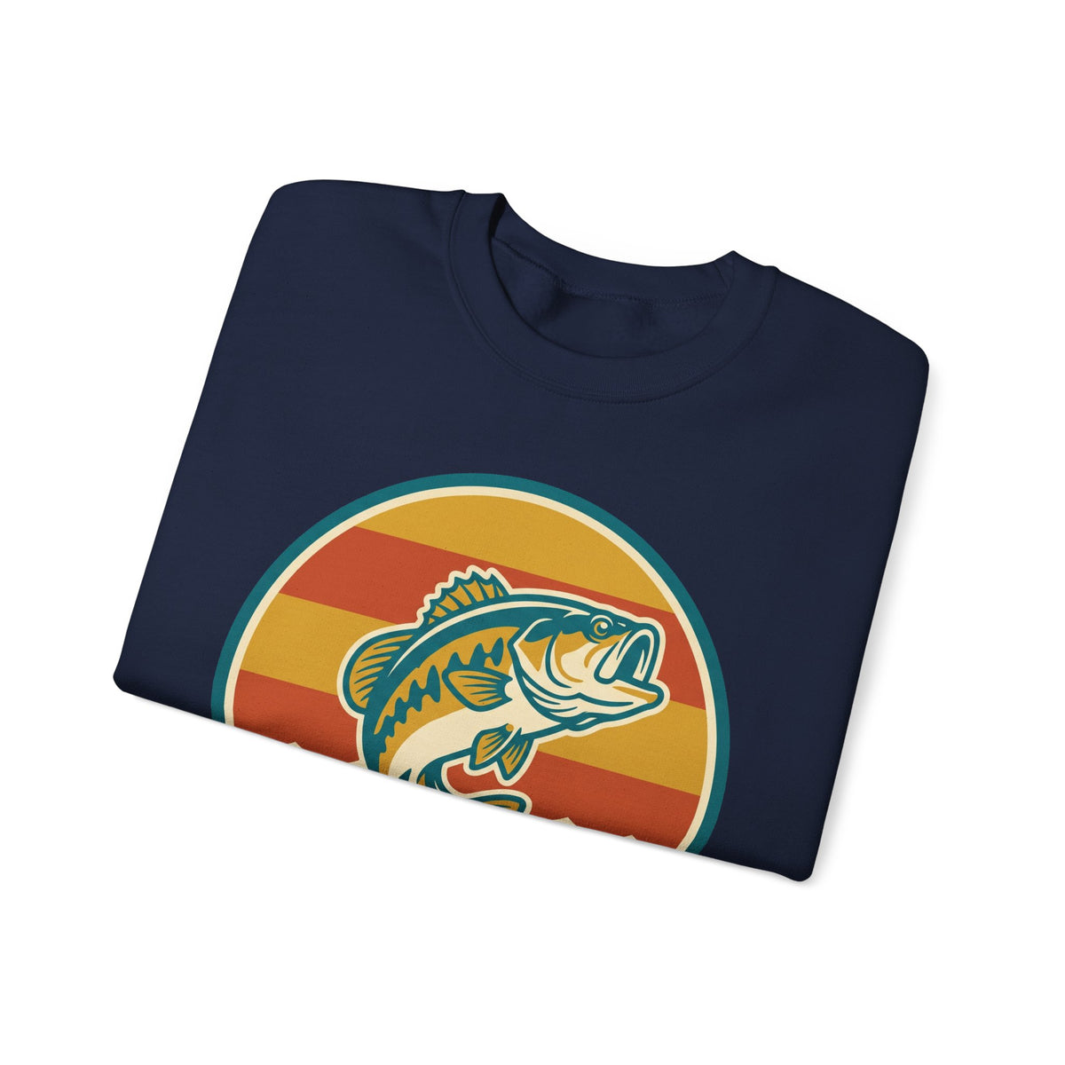 Fishing Crewneck Sweatshirt — Retro Bass Sunset Graphic