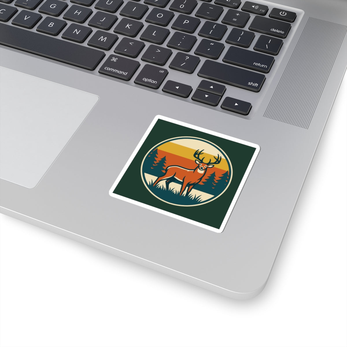 Deer Retro Sunset Sticker — Outdoor Nature Kiss-Cut Decal
