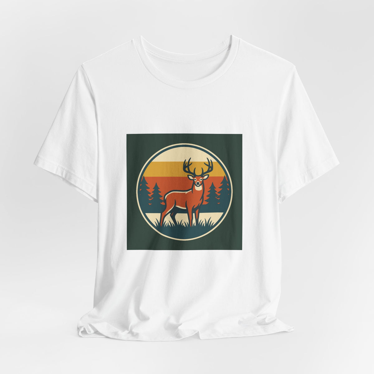 Retro Deer Graphic Tee — Vintage Sunset Buck T-Shirt