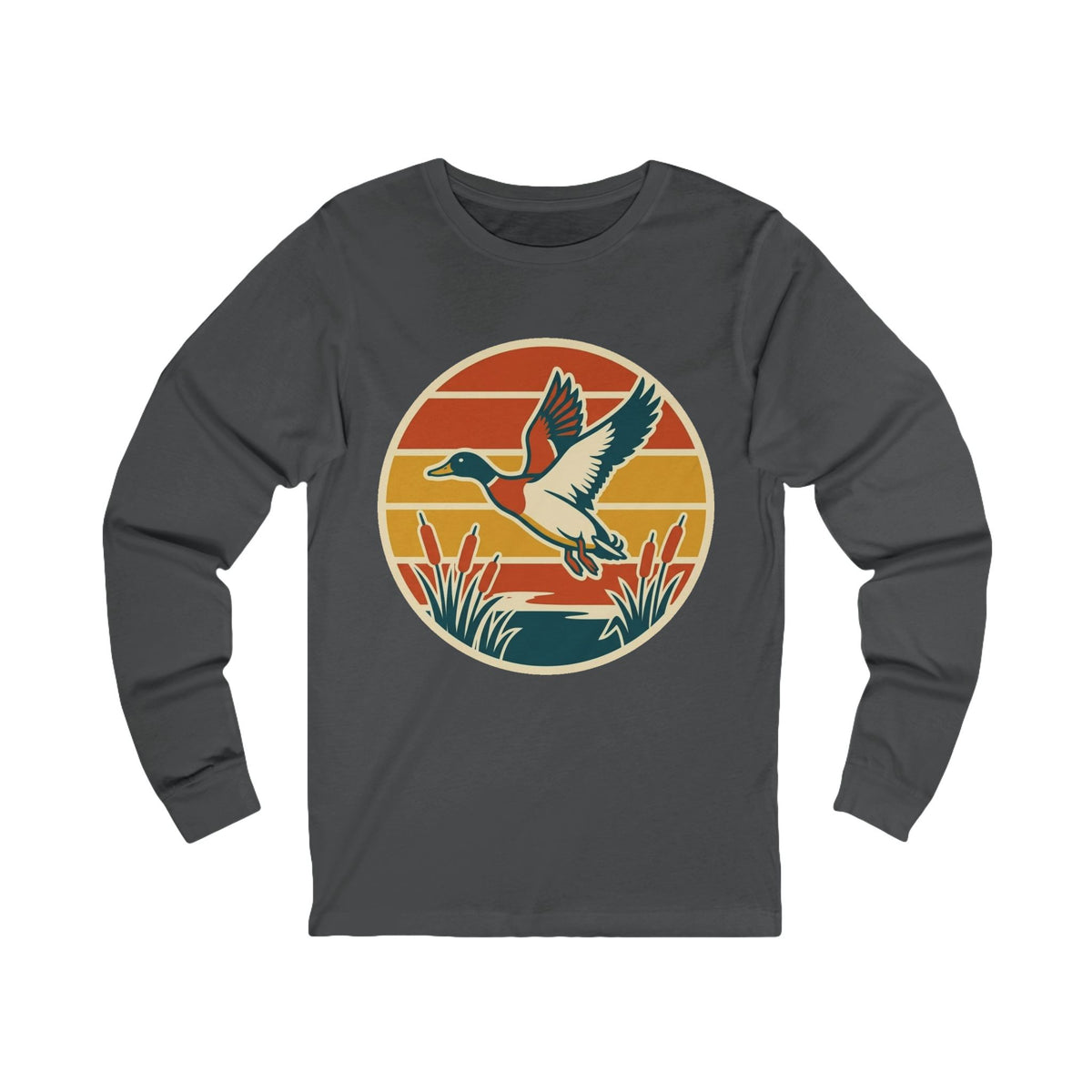 Vintage Mallard Duck Sunset Long Sleeve Tee
