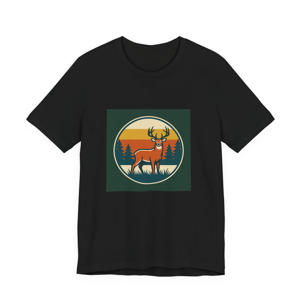 Retro Deer Graphic Tee — Vintage Sunset Buck T-Shirt
