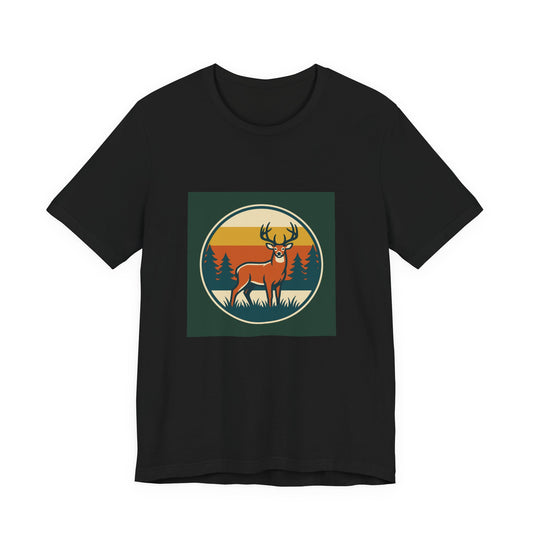 Retro Deer Graphic Tee — Vintage Sunset Buck T-Shirt