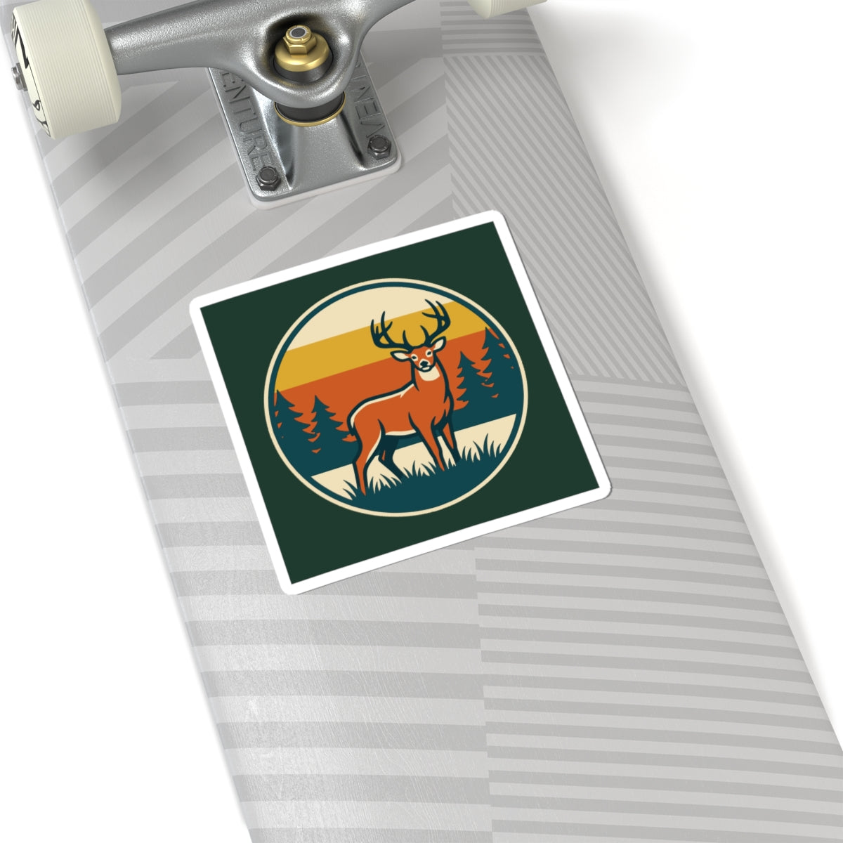 Deer Retro Sunset Sticker — Outdoor Nature Kiss-Cut Decal