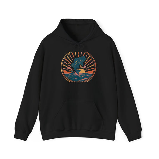Sunset Bass Hoodie — Vintage Outdoor Badge
