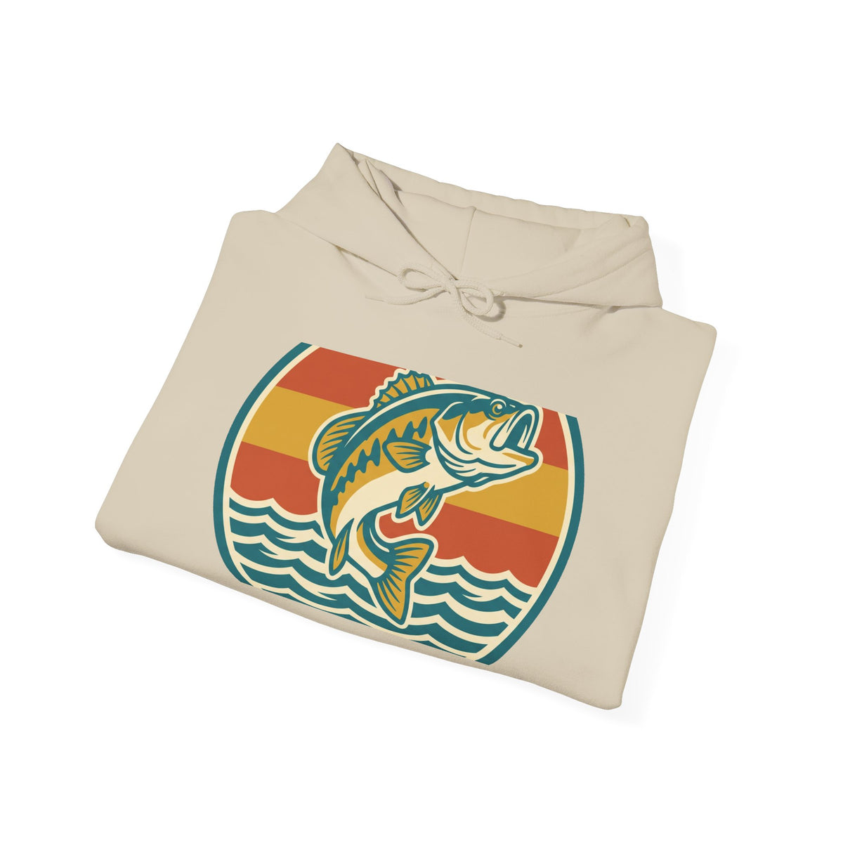 Retro Bass Fishing Hoodie — Vintage Sunset Angler Pullover