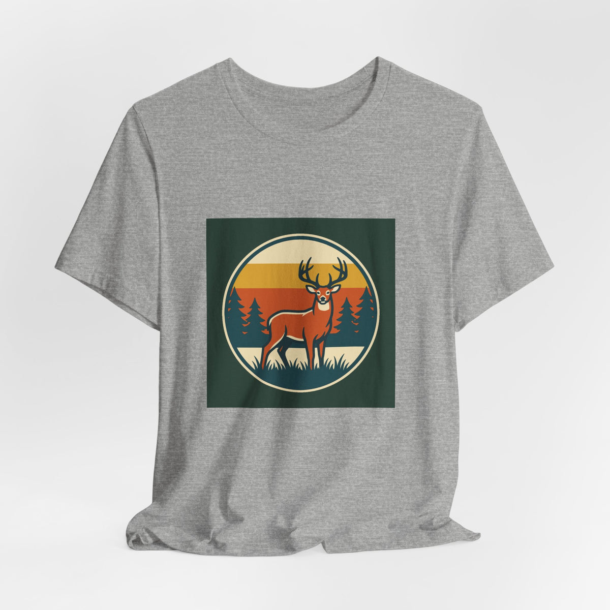 Retro Deer Graphic Tee — Vintage Sunset Buck T-Shirt
