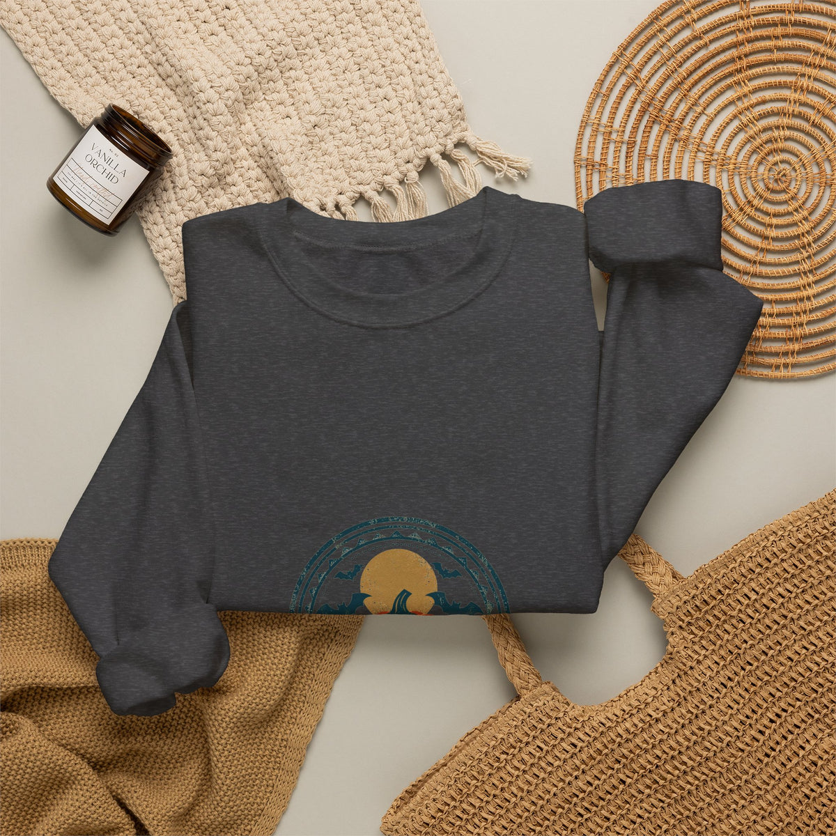 Haunted Hollow Crewneck — Vintage Halloween Badge