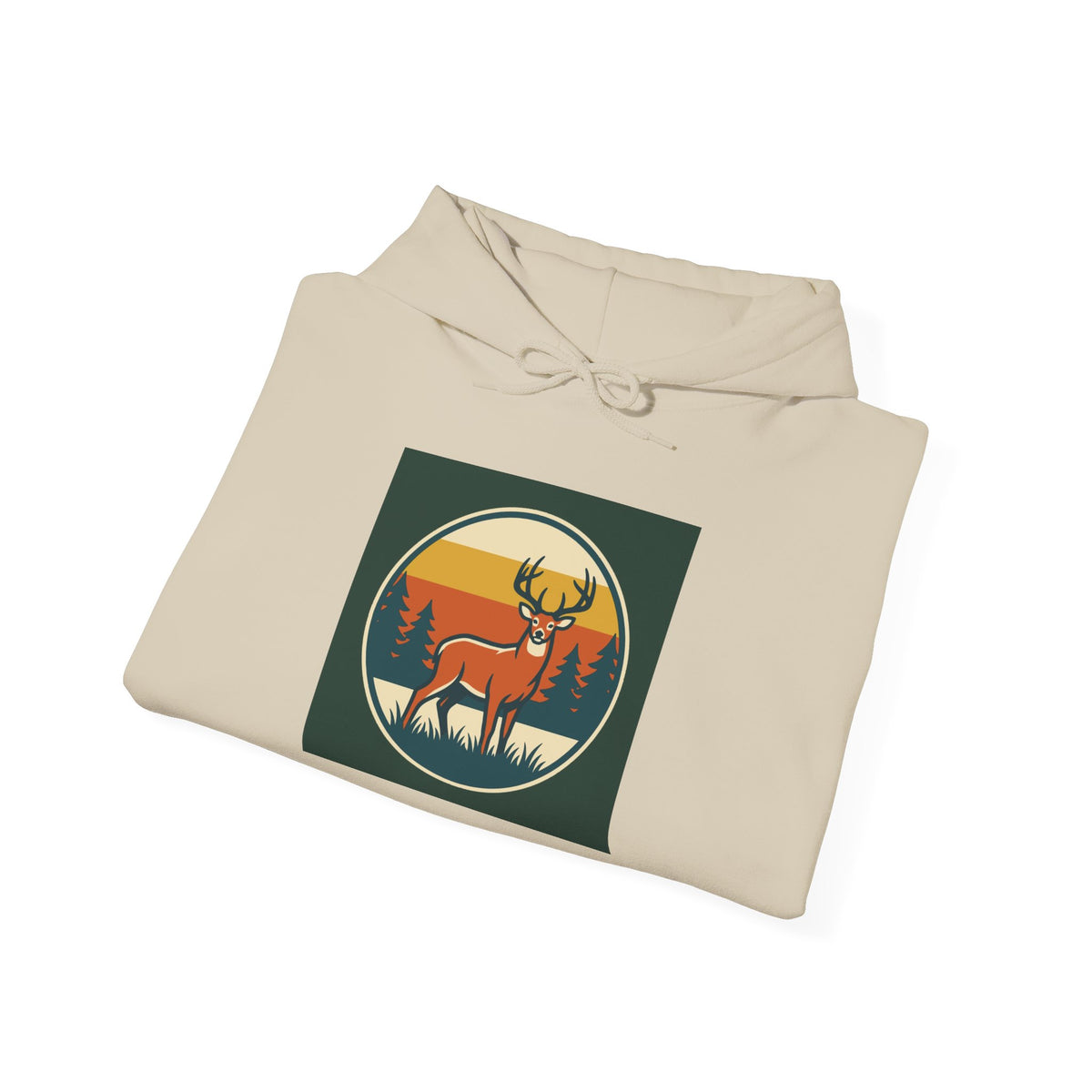 Retro Deer Hoodie – Vintage Sunset Elk Forest Pullover