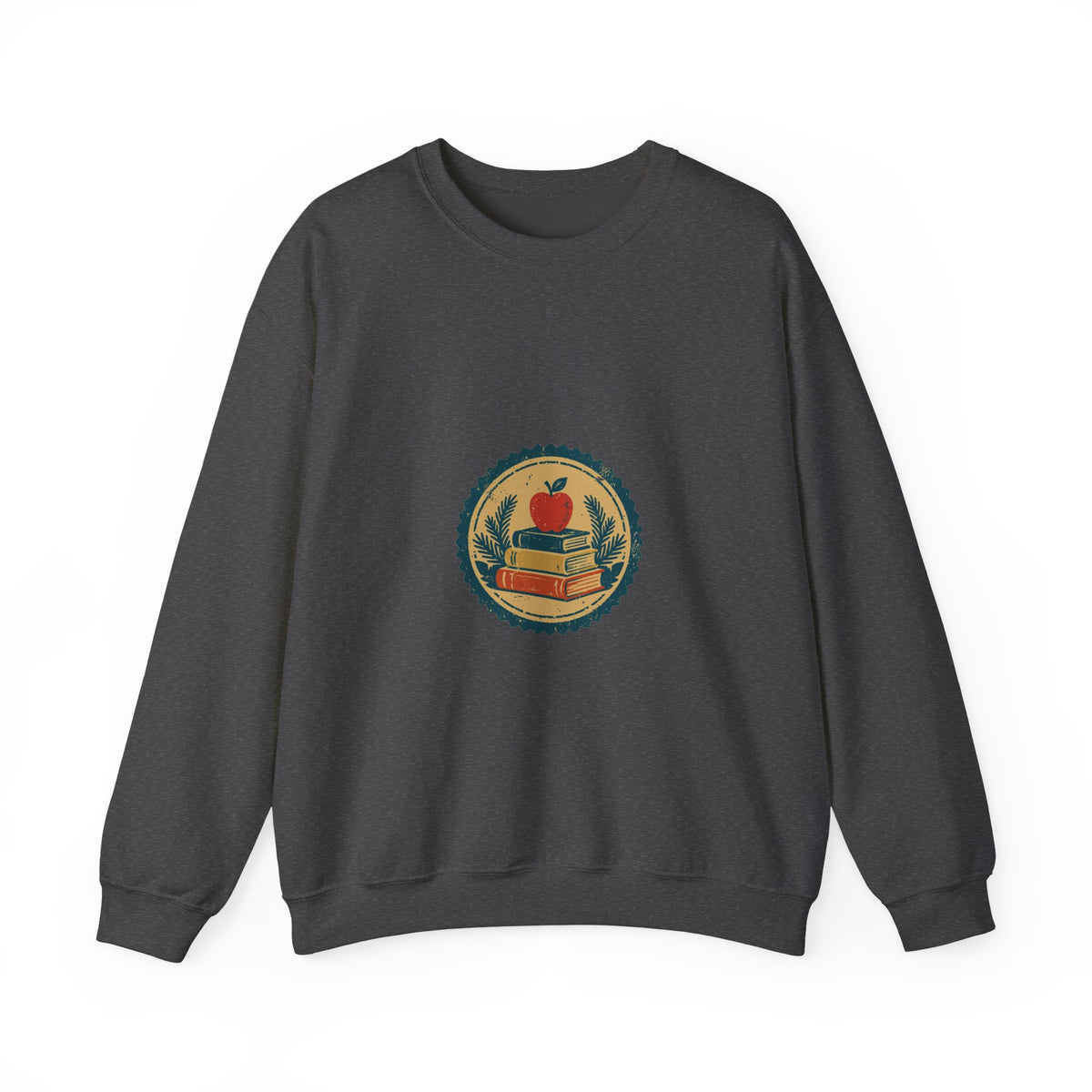 Chalk & Heart Crewneck — Vintage Teacher Badge