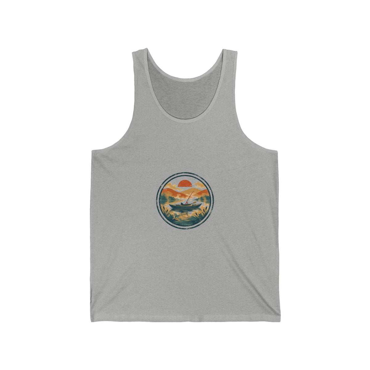 Paddle & Cast Tank — Vintage Kayak Fishing Badge