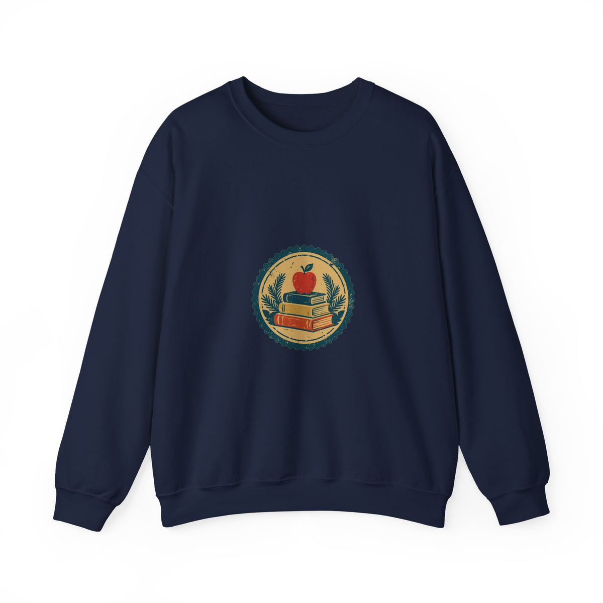 Chalk & Heart Crewneck — Vintage Teacher Badge