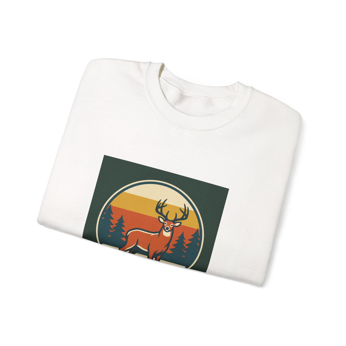 Deer Sunset Crewneck Sweatshirt — Retro Forest Buck Graphic