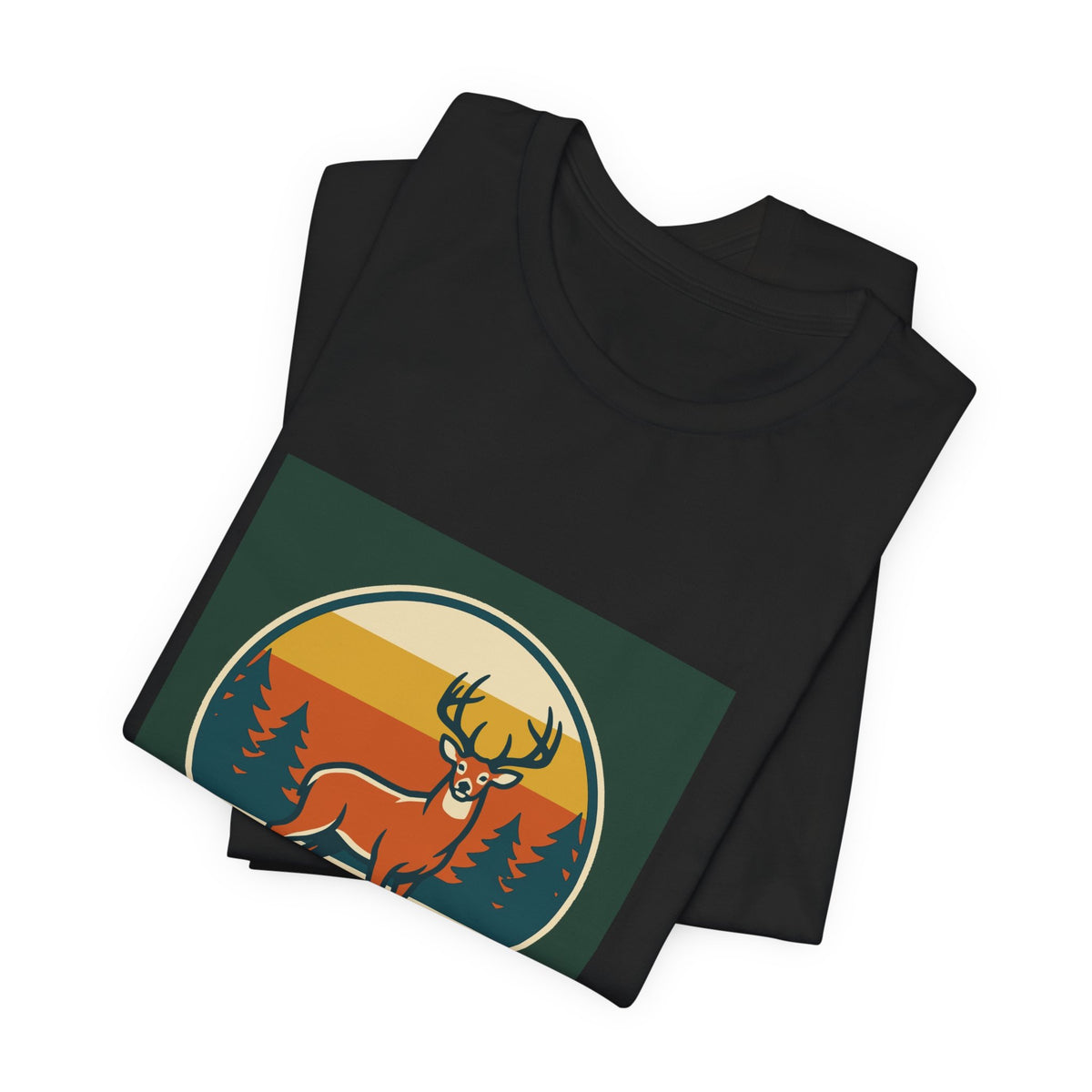 Retro Deer Graphic Tee — Vintage Sunset Buck T-Shirt