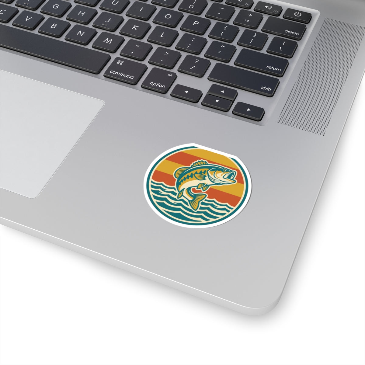 Bass Fishing Sticker — Retro Sunset Lure Kiss-Cut Decal