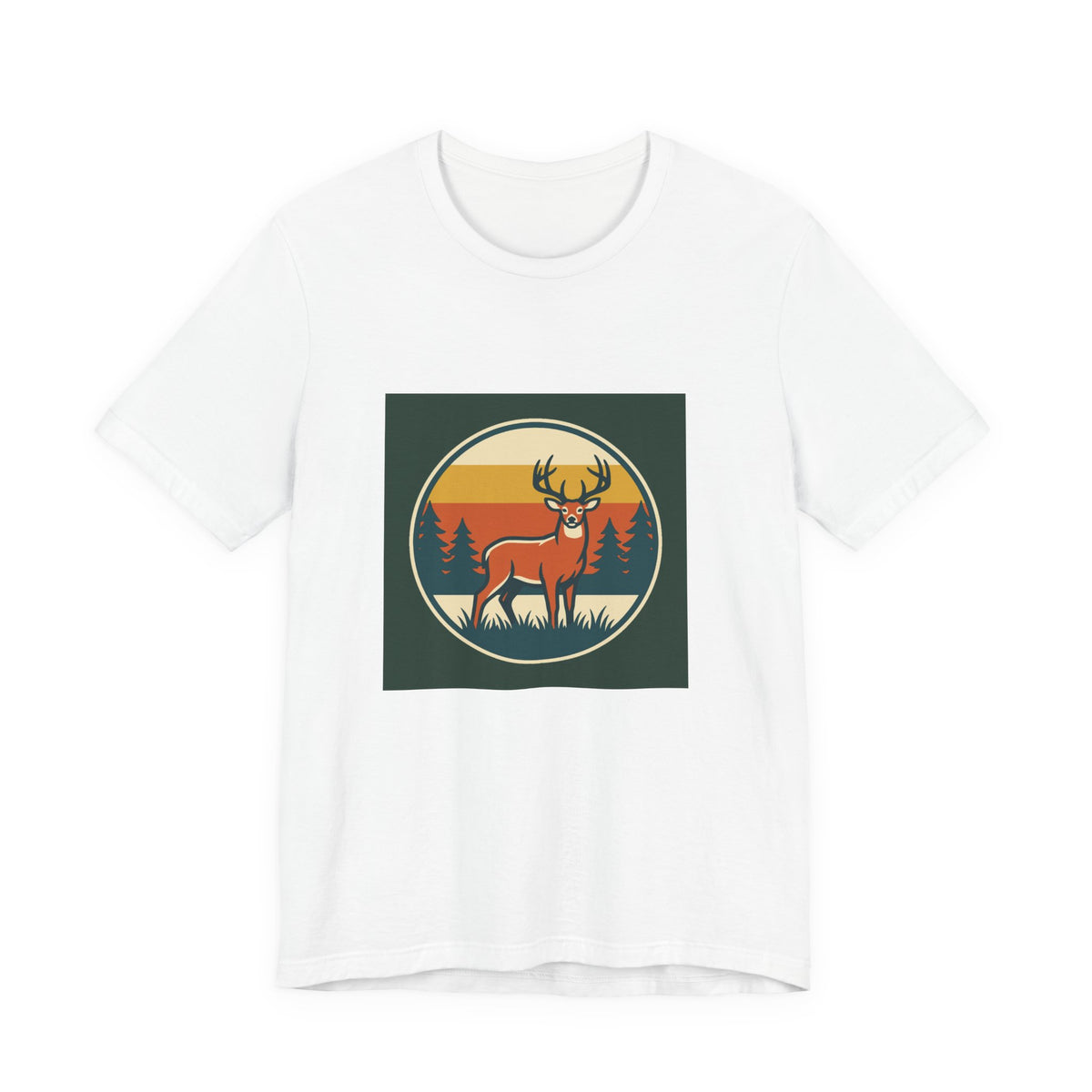Retro Deer Graphic Tee — Vintage Sunset Buck T-Shirt