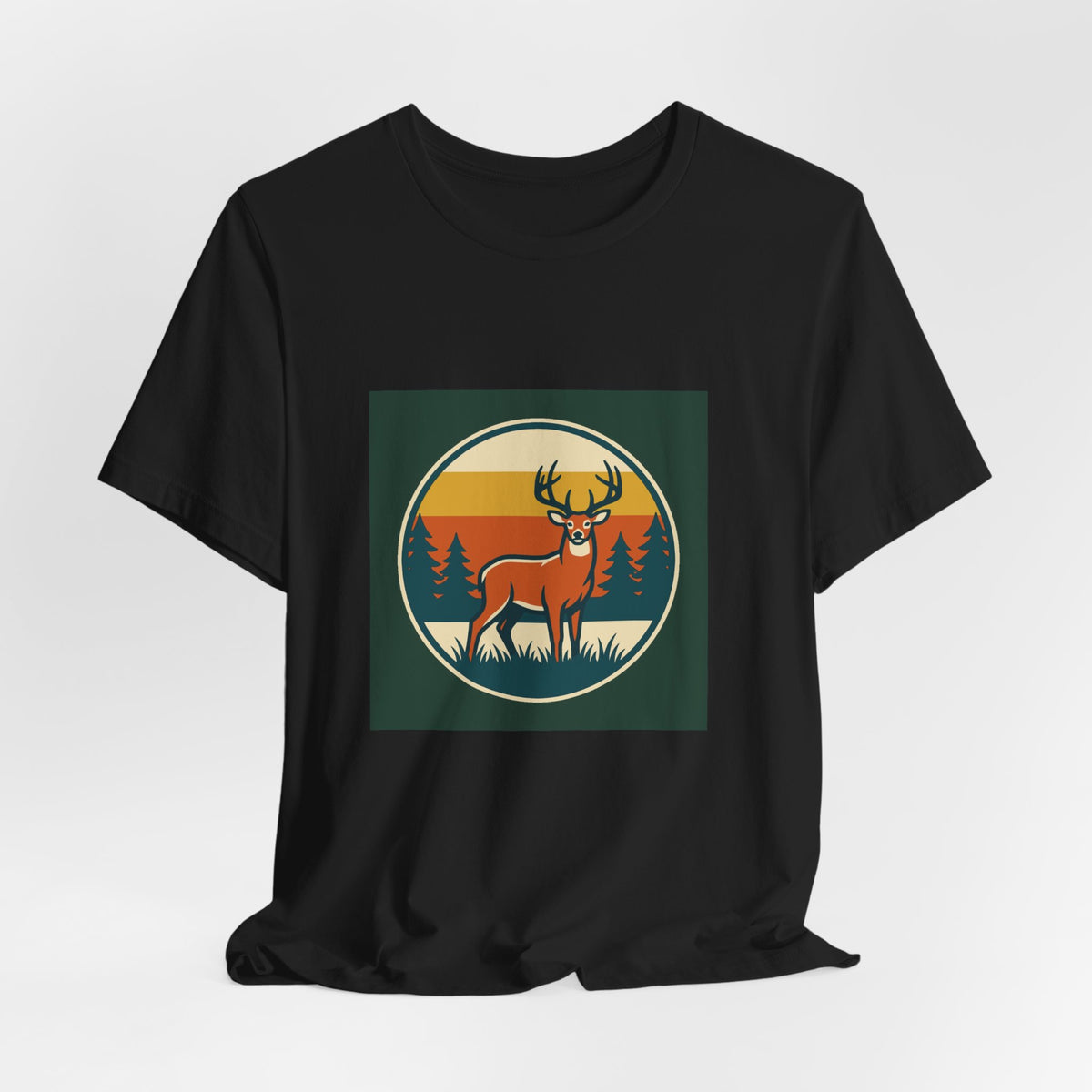 Retro Deer Graphic Tee — Vintage Sunset Buck T-Shirt