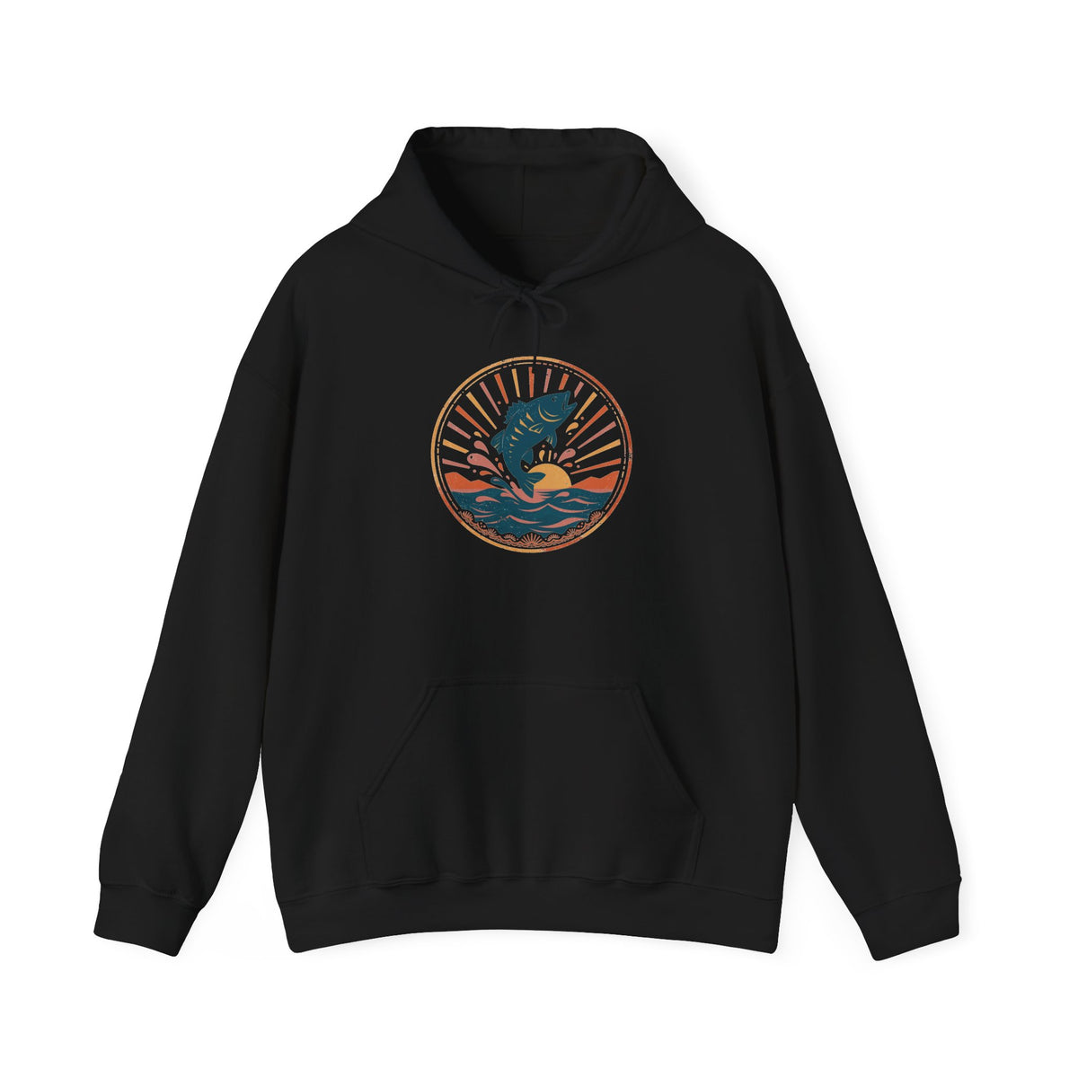 Sunset Bass Hoodie — Vintage Outdoor Badge