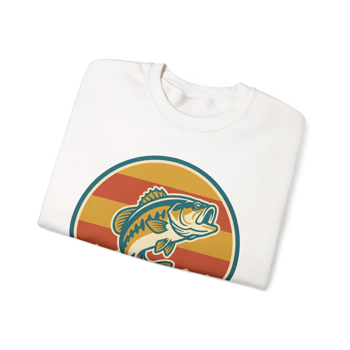 Fishing Crewneck Sweatshirt — Retro Bass Sunset Graphic