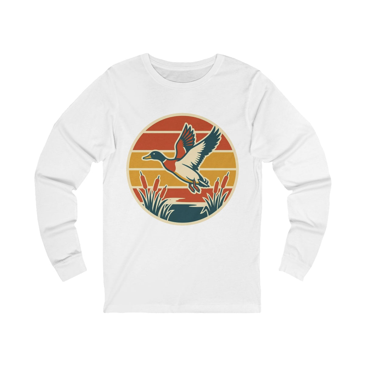 Vintage Mallard Duck Sunset Long Sleeve Tee