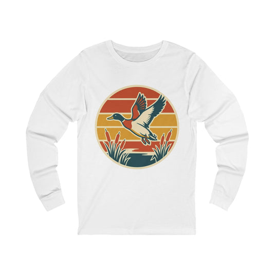 Vintage Mallard Duck Sunset Long Sleeve Tee