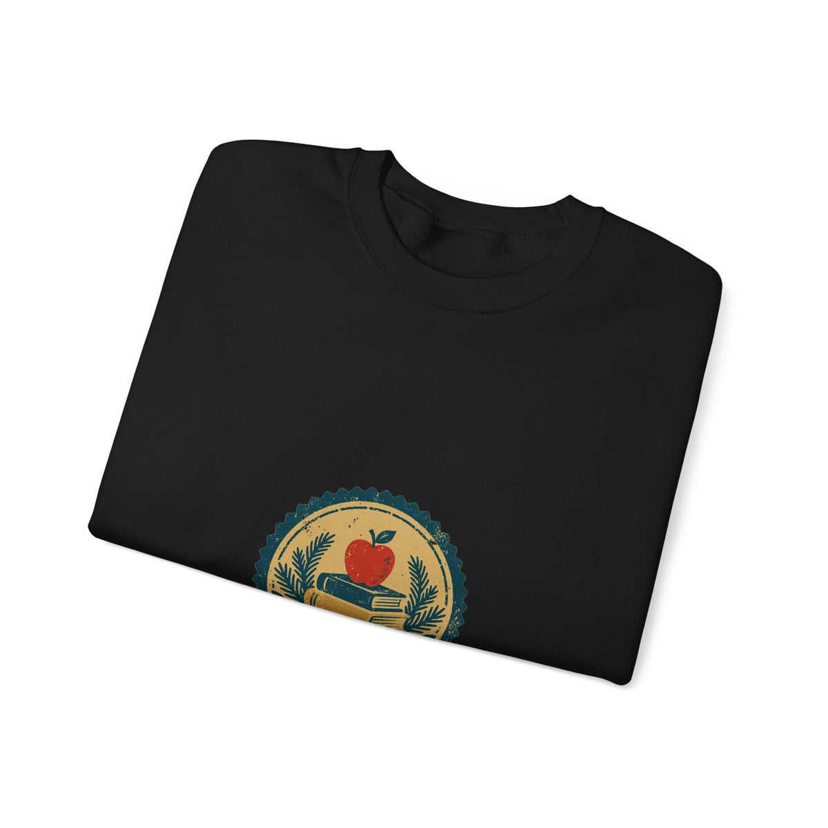 Chalk & Heart Crewneck — Vintage Teacher Badge