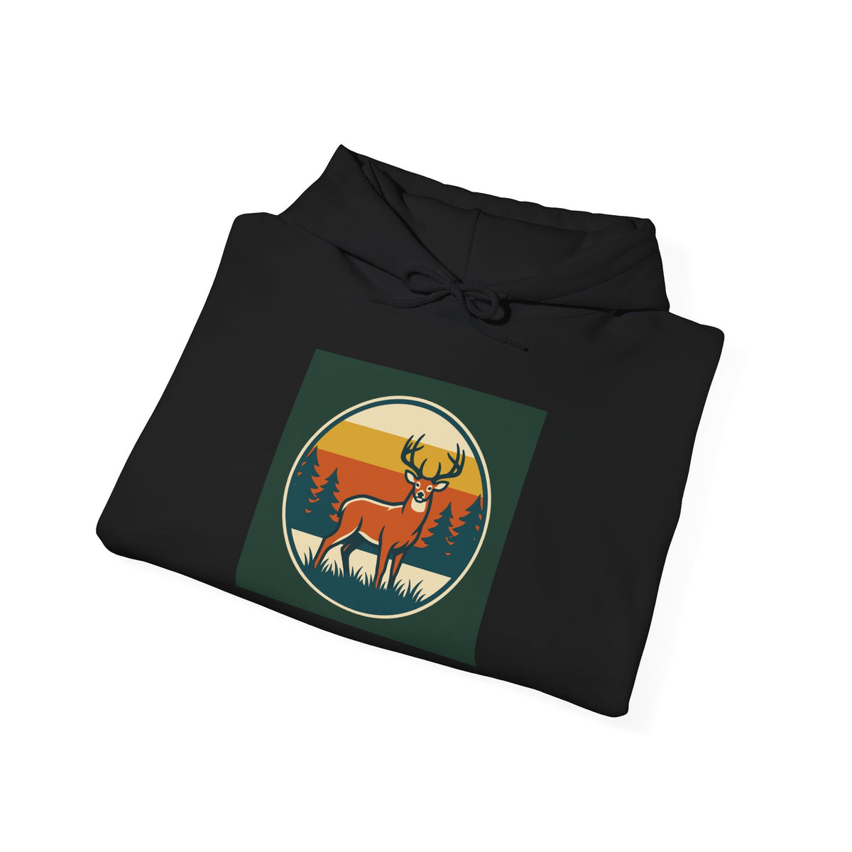 Retro Deer Hoodie – Vintage Sunset Elk Forest Pullover