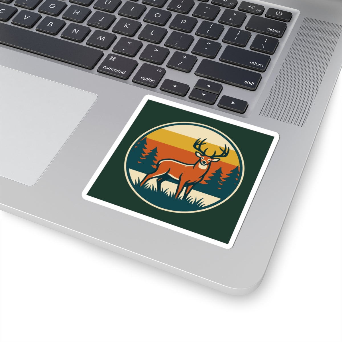 Deer Retro Sunset Sticker — Outdoor Nature Kiss-Cut Decal