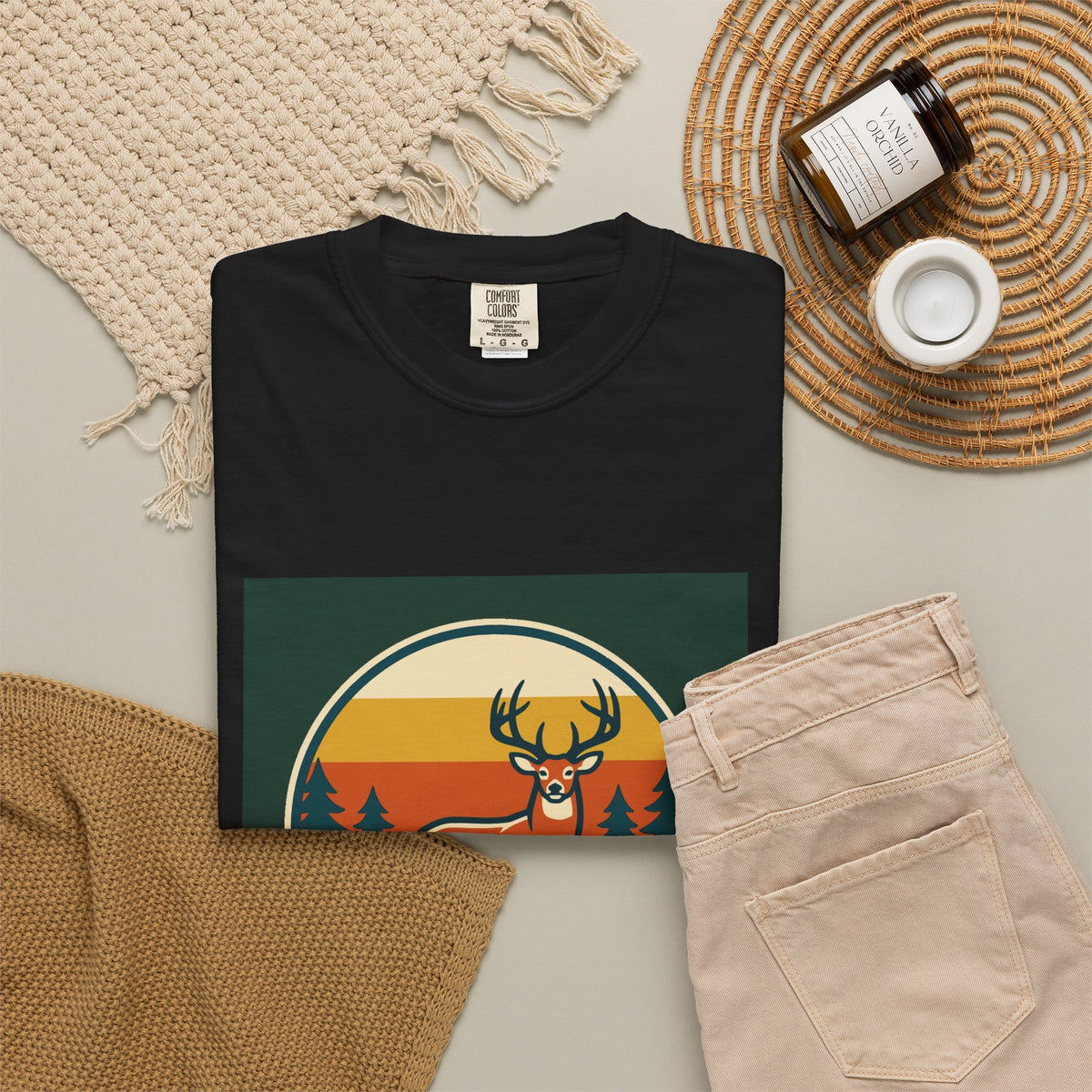 Deer Sunset Graphic T-Shirt