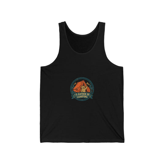 Rather Be Camping Tank — Funny Outdoors Badge