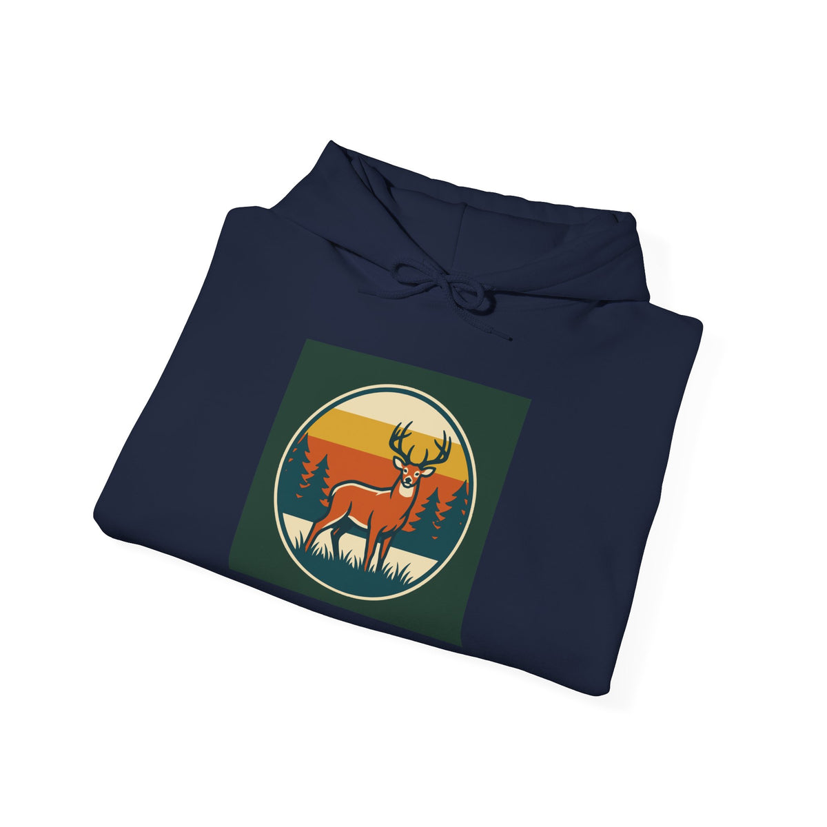 Retro Deer Hoodie – Vintage Sunset Elk Forest Pullover