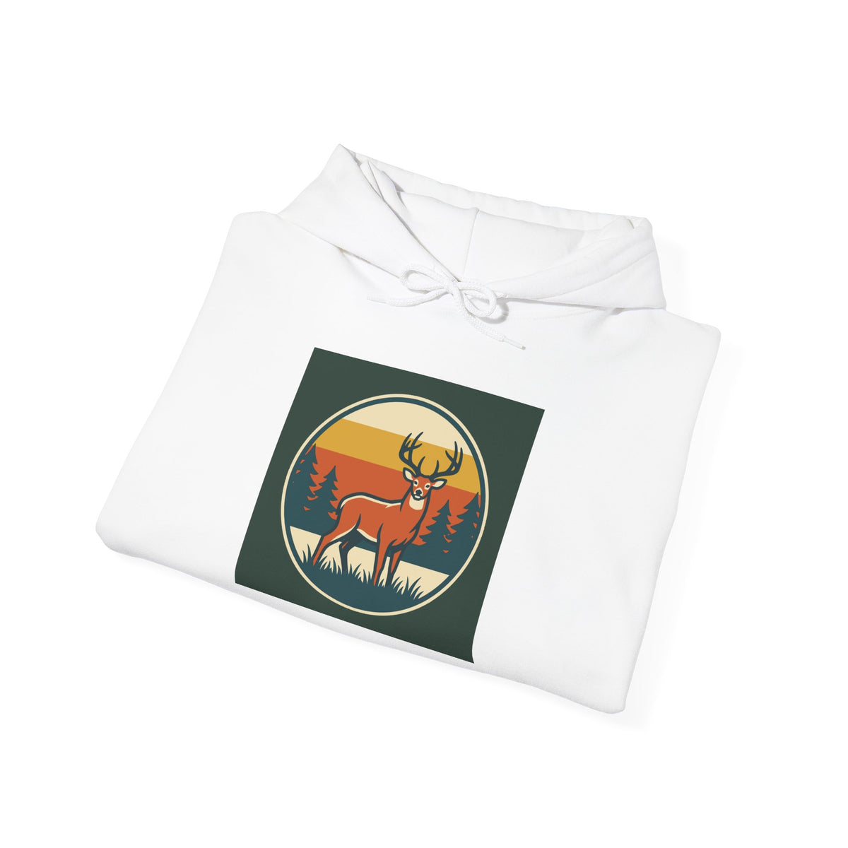Retro Deer Hoodie – Vintage Sunset Elk Forest Pullover