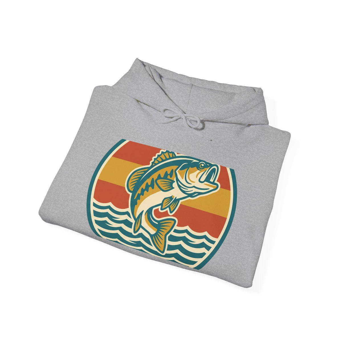 Retro Bass Fishing Hoodie — Vintage Sunset Angler Pullover