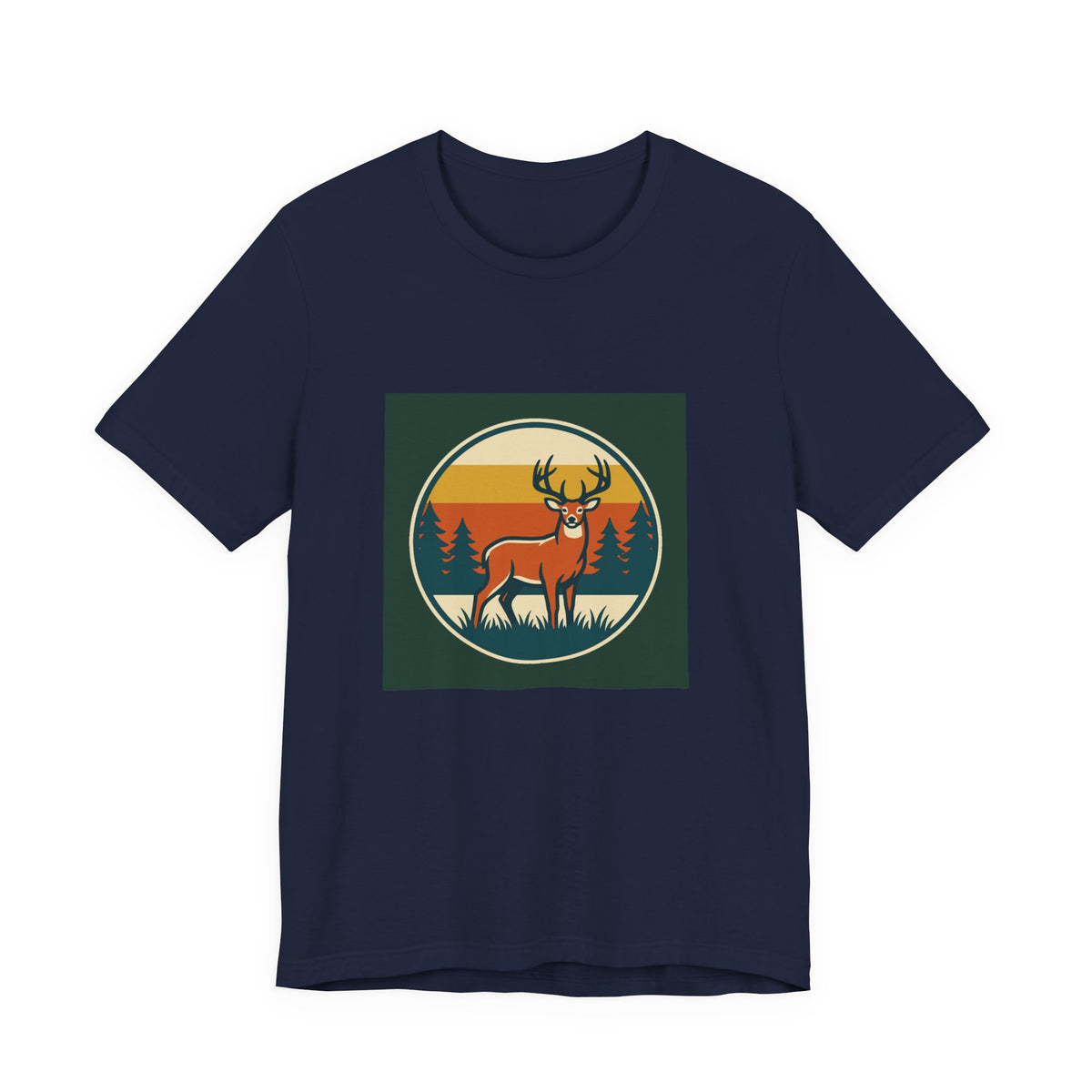 Retro Deer Graphic Tee — Vintage Sunset Buck T-Shirt
