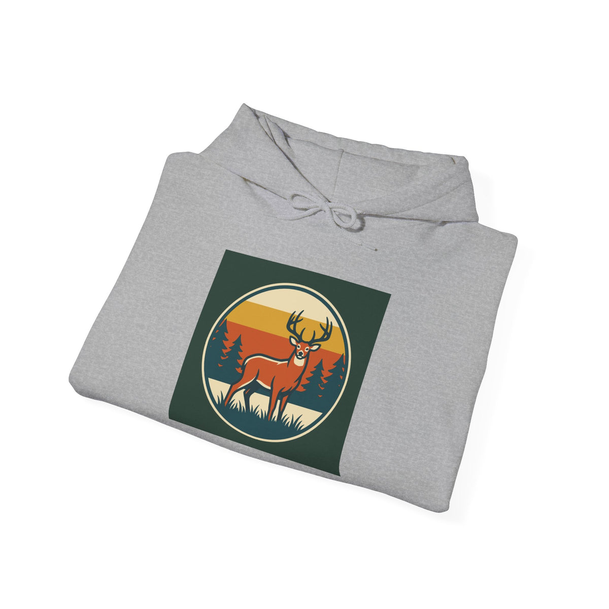 Retro Deer Hoodie – Vintage Sunset Elk Forest Pullover