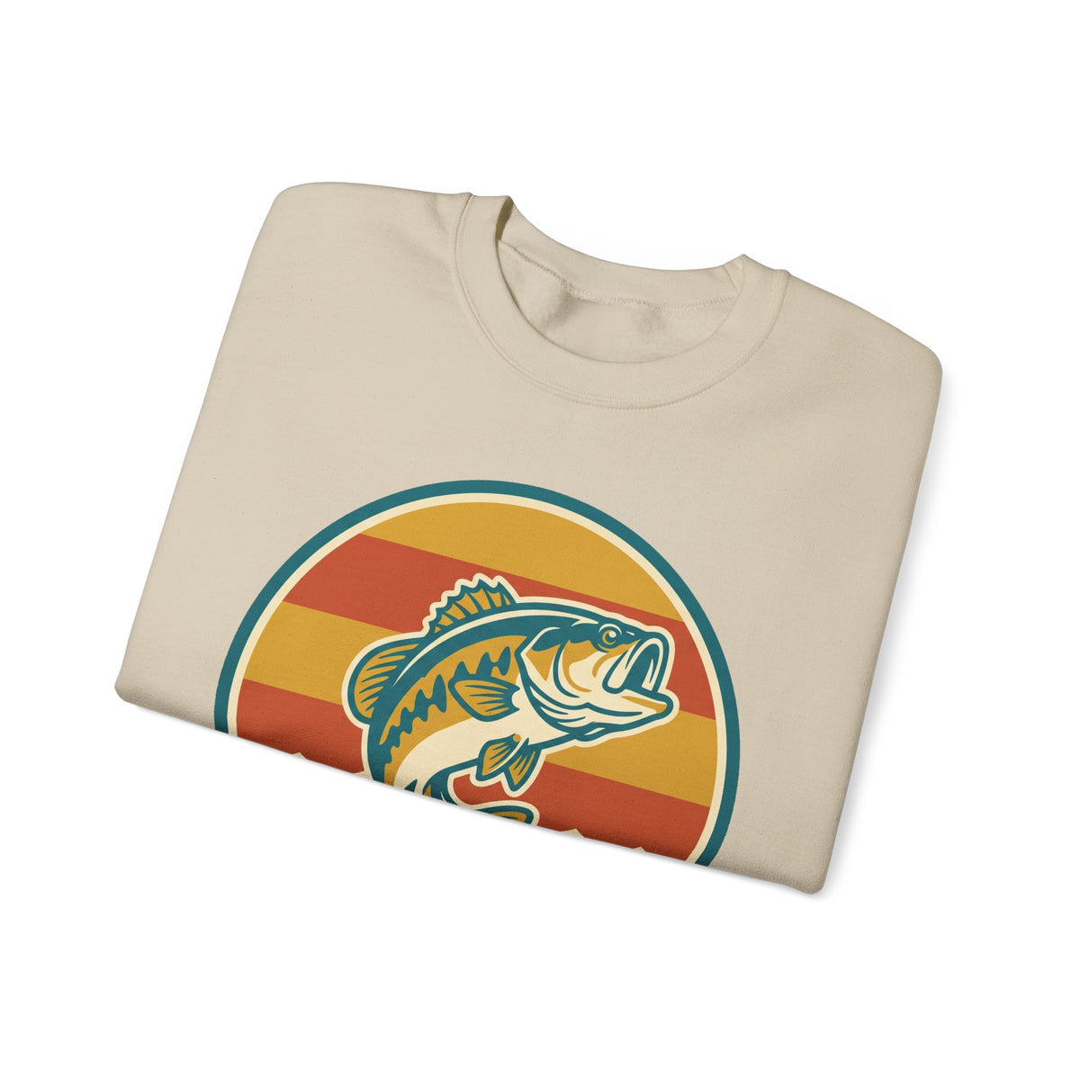 Fishing Crewneck Sweatshirt — Retro Bass Sunset Graphic