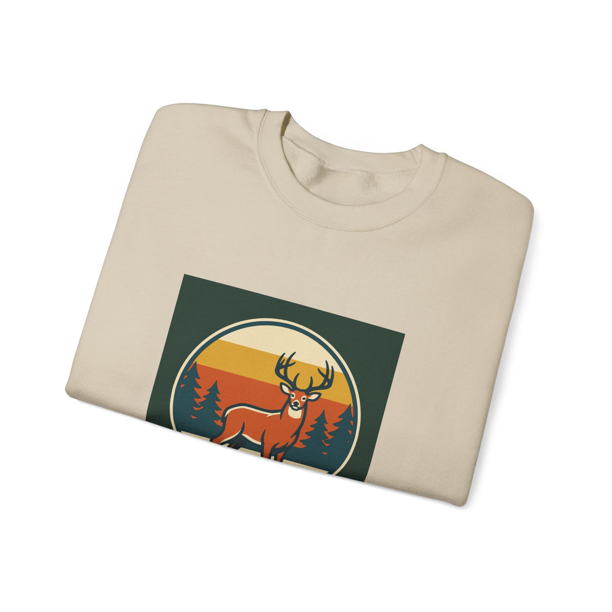Deer Sunset Crewneck Sweatshirt — Retro Forest Buck Graphic