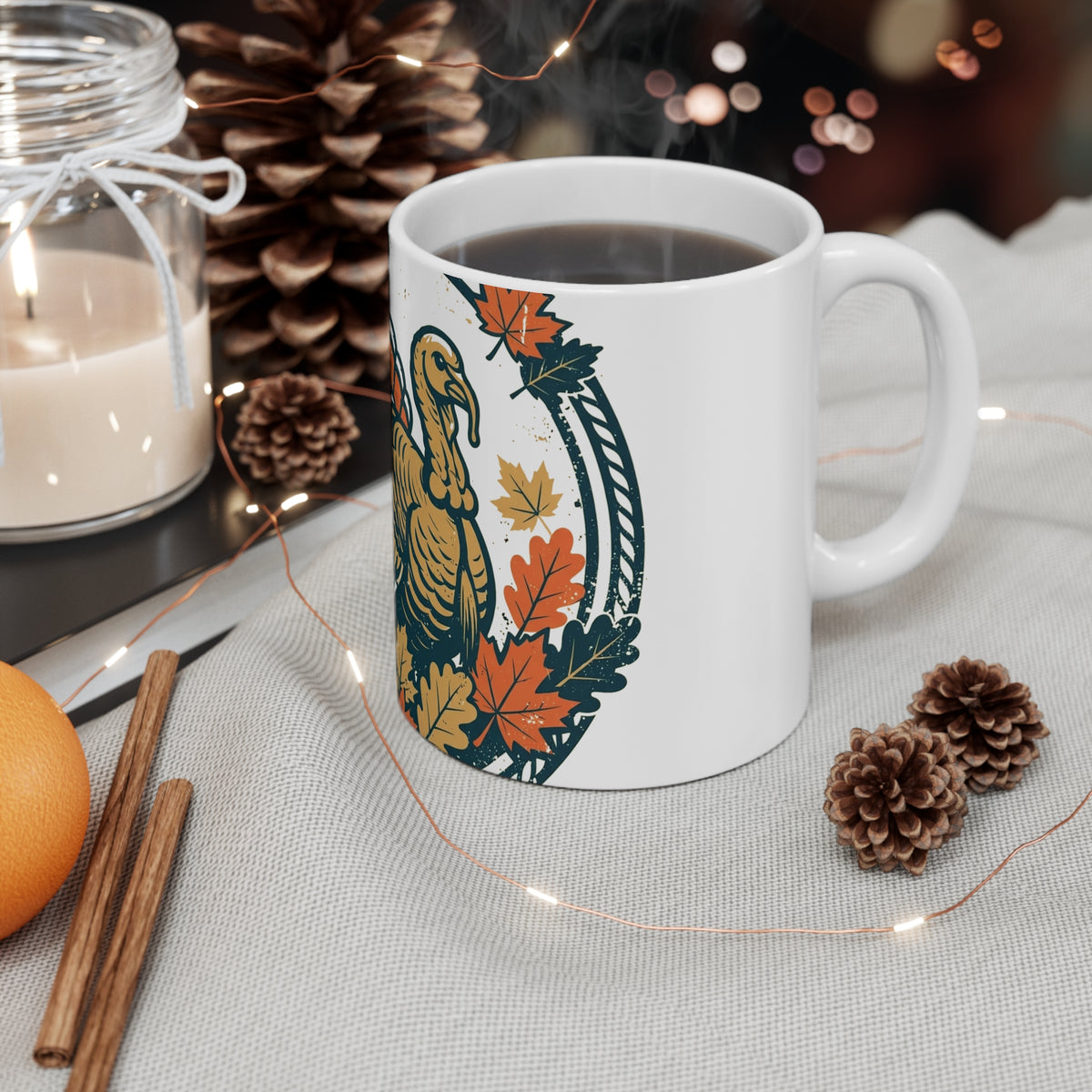Gather Round Mug — Vintage Thanksgiving Badge