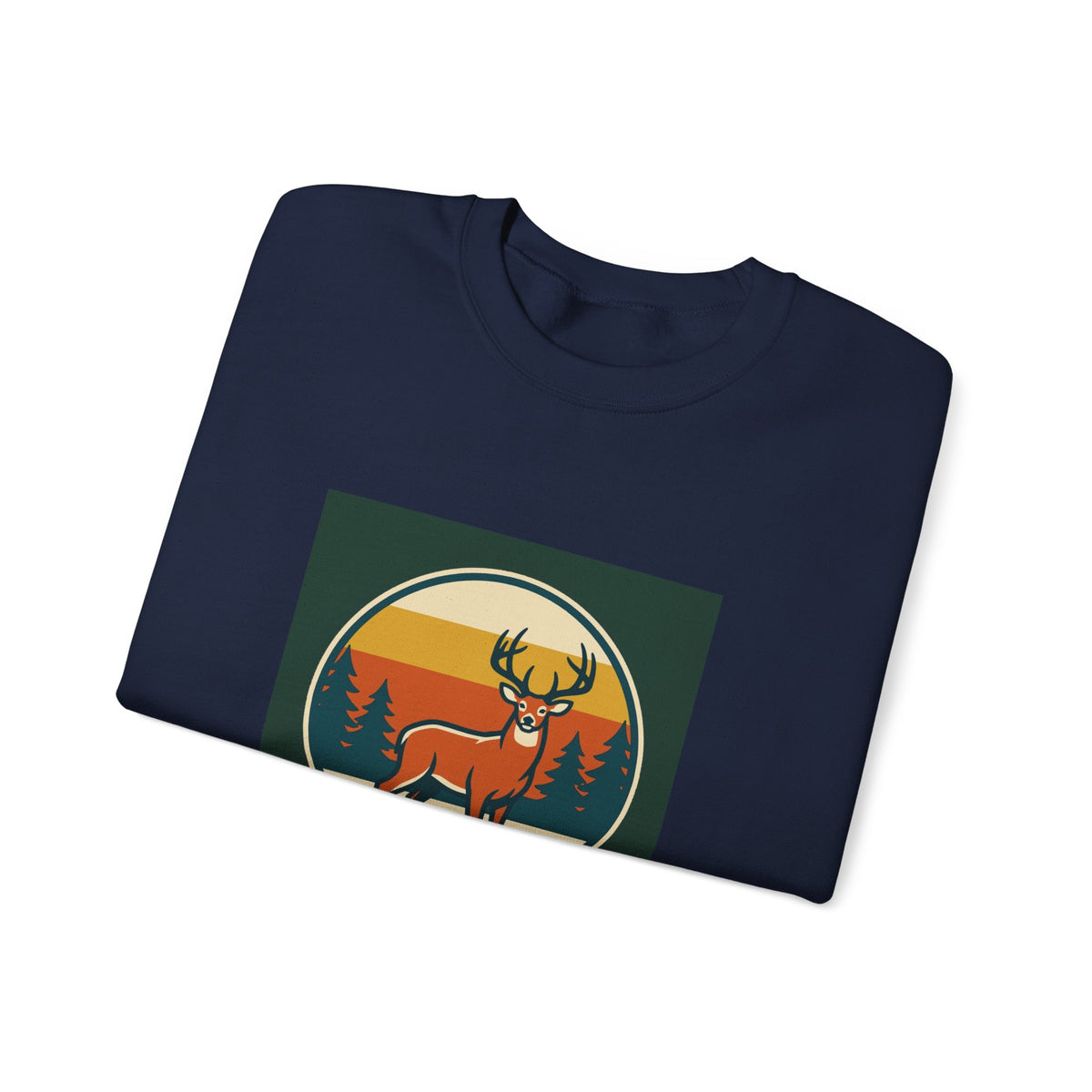Deer Sunset Crewneck Sweatshirt — Retro Forest Buck Graphic