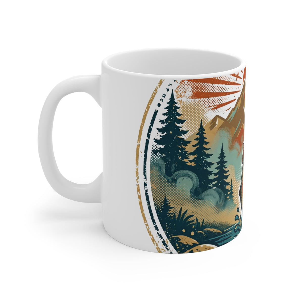 Rise & Strike Mug — Vintage Trout Badge