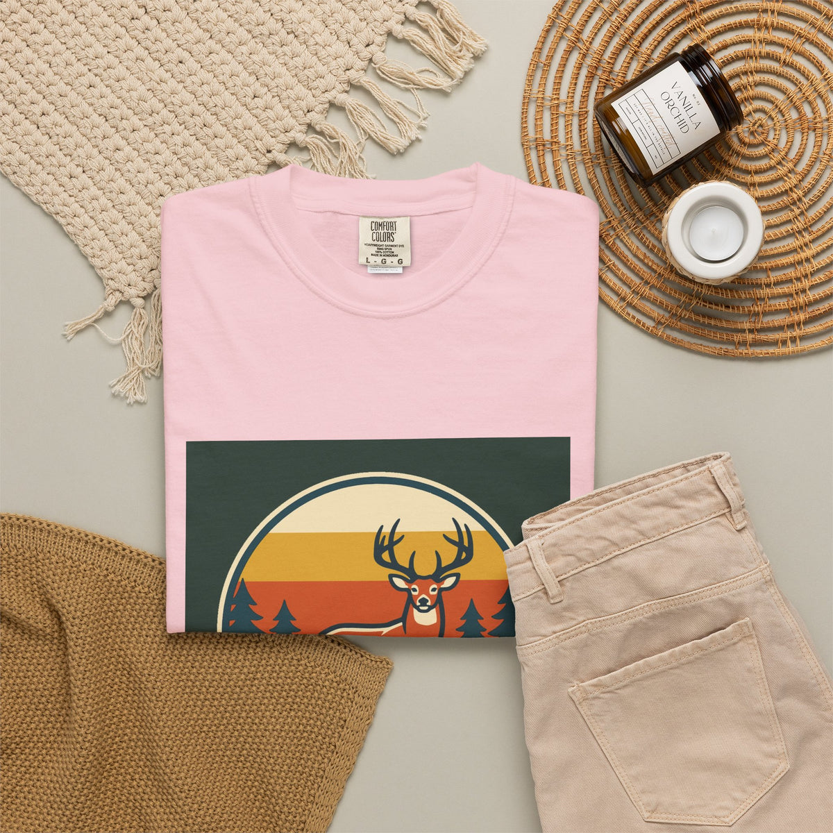 Deer Sunset Graphic T-Shirt