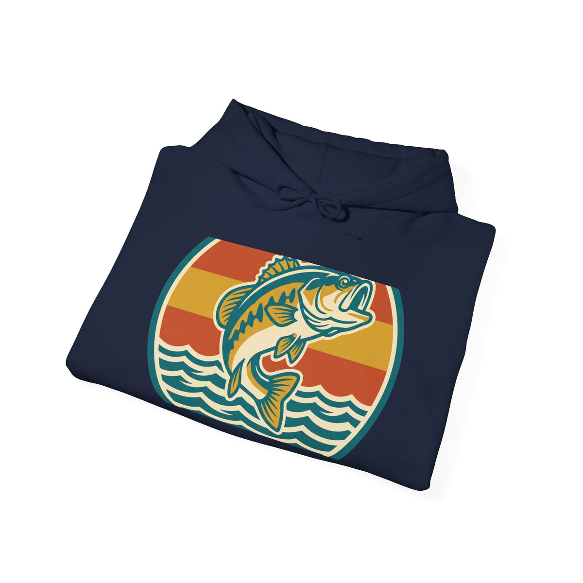 Retro Bass Fishing Hoodie — Vintage Sunset Angler Pullover