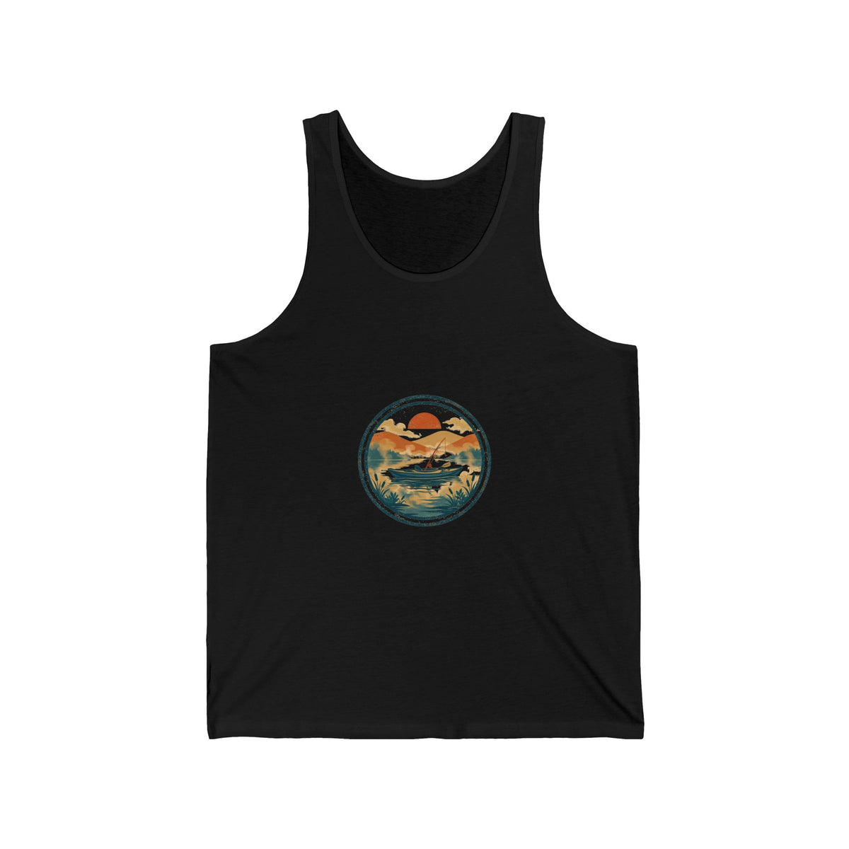 Paddle & Cast Tank — Vintage Kayak Fishing Badge
