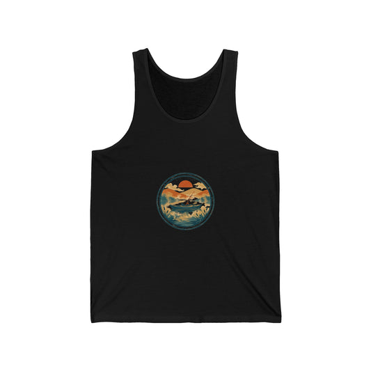 Paddle & Cast Tank — Vintage Kayak Fishing Badge