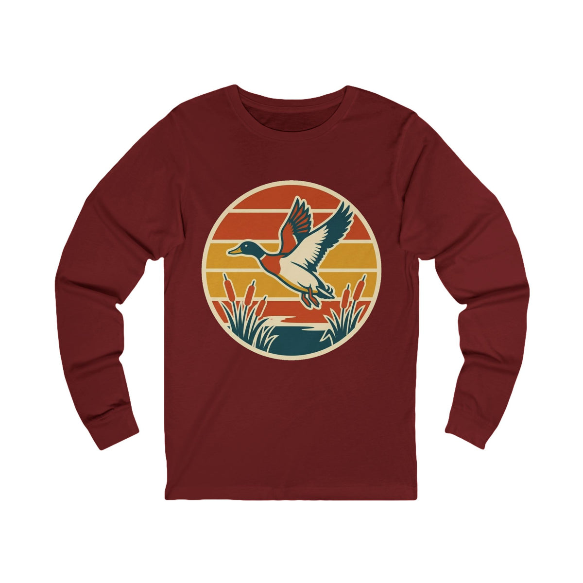 Vintage Mallard Duck Sunset Long Sleeve Tee