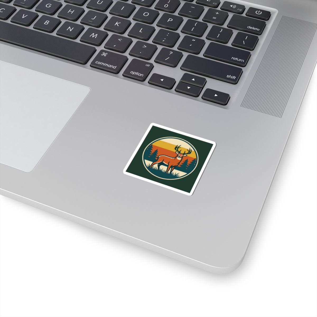 Deer Retro Sunset Sticker — Outdoor Nature Kiss-Cut Decal