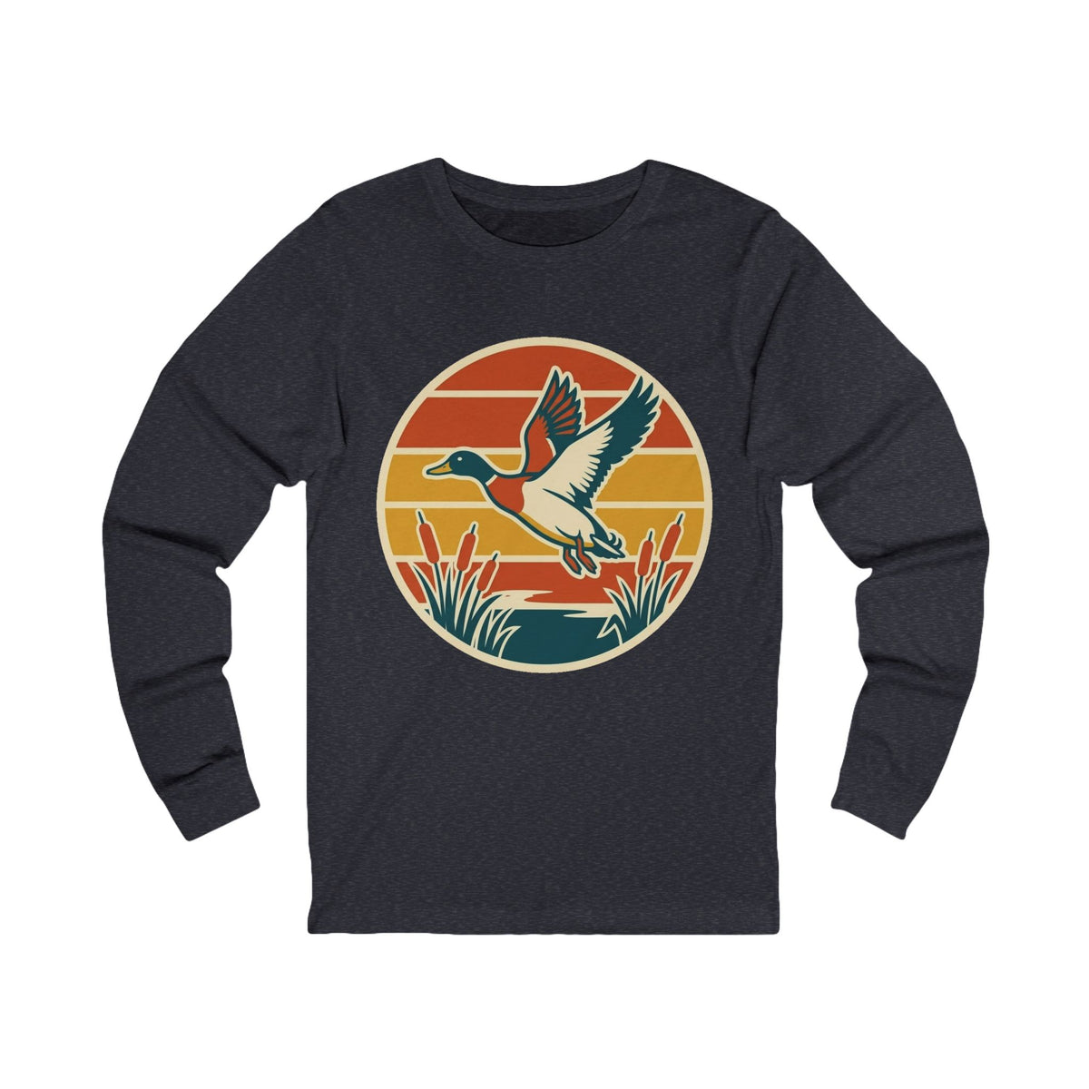 Vintage Mallard Duck Sunset Long Sleeve Tee