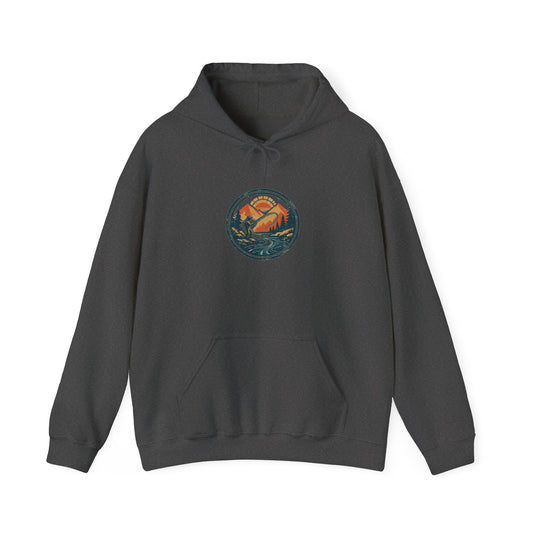 Drift & Cast Hoodie — Vintage Fly Fishing Badge